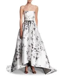 Monique Lhuillier Strapless Floral Ball Gown In White Modesens Ball Gowns Floral Dress Black Designer Cocktail Dress