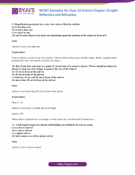 The law of reflection tells us that the angle of incidence is the same as the angle of reflection. Ncert Exemplar Class 10 Science Solutions Chapter 10 Download Pdf For Free