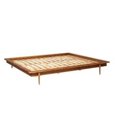 Balance platform large tufted bed extra wide bed frame crystal tufted bed fram upholstered headboard king custom starrr. King Aurora Boho Solid Wood Platform Bed Caramel Saracina Home Target