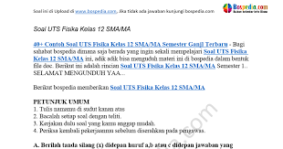 Maybe you would like to learn more about one of these? 40 Contoh Soal Uts Fisika Kelas 12 Sma Ma Semester Ganjl Docx Google Drive