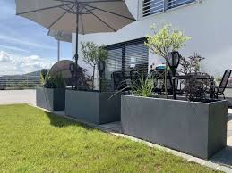 Pflanzkubel Blumenkubel Fiberzement Block Saule Grau Block Blumenkubel Fiberzement Gr In 2020 Potted Plants Patio Ideas Potted Plants Patio Potted Plants Outdoor