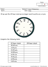 Numeracy Time 24 Hour Clock Worksheet Primaryleap Co Uk