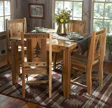 Barn Wood Table Chairs W Carved Trees 5 Pcs Rustic Dining Furniture Rustic Country Kitchens Rustic Kitchen Table Sets