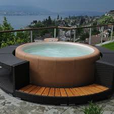 Softub Resort Mocca Paerl Inkl Polyrattanumrandung Whirlpool Hinterhof Whirlpool Aufblasbar Whirlpool