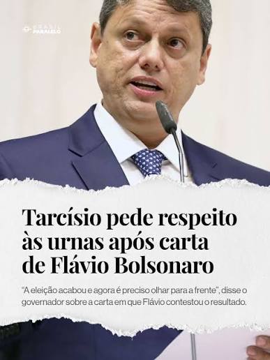 O governador de São Paulo, Tarcísio de Freitas (Republicanos), afirmou que  a oposição deve respeitar o resultado das eleições e atuar dentro das  instituições democráticas. A declaração foi feita depoi