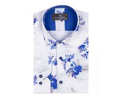Find & download free graphic resources for floral pattern. Sl 6864 Men S White Royal Blue Floral Print Long Sleeved Shirt Quality Designed Shirts