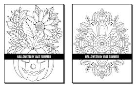 Oct 02, 2020 · printable halloween intricate pumpkin and leaf coloring page. Halloween Coloring Book An Adult Coloring Book With Beautiful Flowers Adorable Animals Spooky Characters And Relaxing Fall Designs Autumn And Halloween Coloring Books Summer Jade Amazon Co Uk Books
