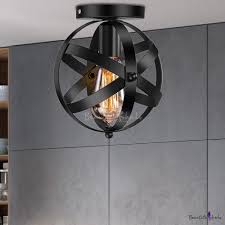 Black Sphere Ceiling Lights Vintage Steel 1 Head Flush Mount Lighting Fixtures For Foyer Beautifulhalo Com