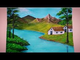 Mountain Landscape Painting Tutorial For Beginners How To Paint Nature Scenery Beautiful Landscape Paintings Landscape Paintings Landscape Painting Tutorial A beautiful scenery drawing for beginner with oil pastel | easy drawing lesson.