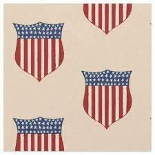 Vintage American Shield In Red Tan And Blue Fabric Vintage Gifts Retro Ideas Cyo Patriotic Fabric Blue Fabric Fabric