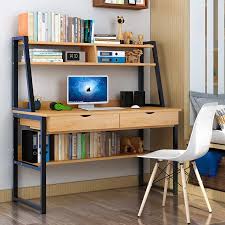 Enterprise Large Computer Desk Workstation With Shelves Drawers Oak In 2020 Computer Table Design Office Table Design Furniture