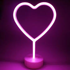 Led Heart Neon Light Pink Signs Xiyunte Room Decor Neon Lights Sign With Pedestal Night Lights Indoor Decor Battery Operated L Pink Neon Sign Lamp Decor Lamp