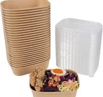17 oz Disposable Kraft paper bowls with lids, Rectangle Food containers Soup Bowls Party Supplies Treat Bowls 50 Pack