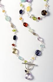 Front Toggle Gemstone Necklace Colorful Beaded Necklace With Etsy Multi Gemstone Necklace Semi Precious Stone Necklaces Beaded Necklace