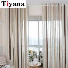 European Cotton Linen Curtain Coffee Striped Design Window Gauze Sheer Curtains For Living Room Balcony Kitchen Drapes P222 2 Curtains For Designer Sheer Curtainssheer Curtains Aliexpress