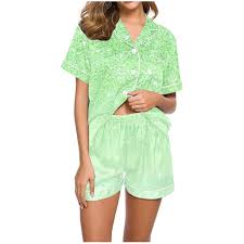 Tnhcen Women's Cooling Pajamas Set Short Sleeve Casual Sleepwear Button  Down Pj Sets Shorts Soft Loungewear for Summer S-2XL - Walmart.ca