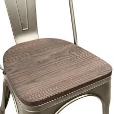 Check spelling or type a new query. Amazon Com Metal Dining Chairs With Wood Seat Tolix Style Indoor Outdoor Stackable Industrial Chair With Back Set Of 4 For Kitchen Dining Room Bistro And Cafe Gun Chairs