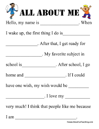 These printable pdf worksheets are perfect for math students in the 6th grade. All About Me Worksheet Have Fun Teaching