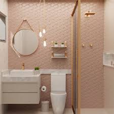 Decoracao Banheiro Simples Parede Com Revestimento Rosa E Bancada Branca Studiombsa Em 2020 Decoracao Banheiro Pequeno Decoracao De Banheiro Simples Decoracao Banheiro