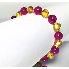 Nos bracelets sont fabriqués avec amour en france et. Bracelet D Ambre Pour Bebe En Ambre Citron Et Agate Fuchsia