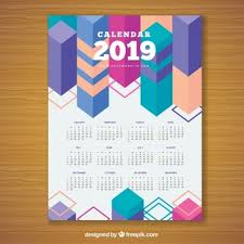Berbagai macam tema dan cover menarik, keren, unik, telah dibuat. Kleurrijke Geometrische Kalender Voor 2019 Gratis Vector