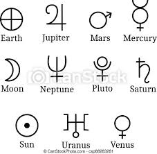 Know in detail about the zodiacs. Astrological Planet Alchemical Symbols Canstock