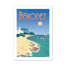 Affiche Illustration Originale Benodet Tirage En Serie Limitee Imprime Sur Papier 250g M Couche Mat Nos Affiches Sont Cond Benodet Affiche Vacances Bretagne
