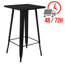 150 x 80 x h105cm | table mange debout | teck recyclé et métal. Table Haute 60x60cm Industrielle Metal Noir Restonoble Fr Le Monde Du C H R A Portee De Clic
