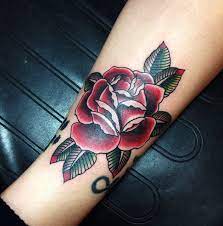 Traditional Deep Red Rose Tattoo By Andy Revenant Red Rose Tattoo Tattoos Rose Tattoos
