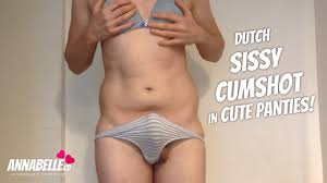 Dutch Transsexual Sissy Teases Crossdresser Cock and Reaches Tranny Cumshot  Climax in Bra & Panties