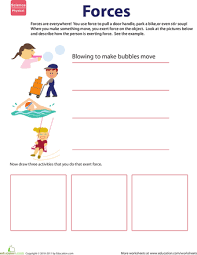 Learn About Force Worksheet Education Com Second Grade Science Science Printables First Grade Science