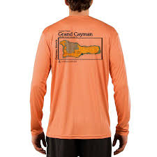 Grand Cayman Nautical Chart Mens Upf 50 Uv Sun Protection Long Sleeve T Shirt