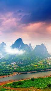 Green Nature Village Guilin China Mountains Iphone Wallpaper Halloween Wallpaper Halloween Wallpaper Iphone Android Wallpaper