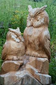 Schnitzen sie mit dieser vorlage ganz einfach selbst eine eule! Eulenpaar Aus Ruster Chainsaw Wood Carving Bird Carving Chainsaw Carving