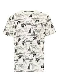 Dc Off White And Black Faded Tropical Print T Shirt New In