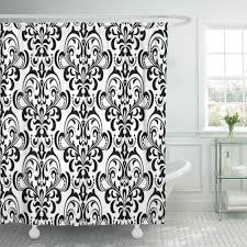 Browse all of our floral curtains and drapes right here! Yusdecor Abstract Floral Pattern Baroque Damask Black And White Curtains Delicate Drapery Bathroom Decor Bath Shower Curtain 66x72 Inch Walmart Canada