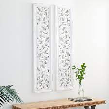 Potterybarn.com has been visited by 100k+ users in the past month Tall Distressed White Carved Wood Wall Decor Panels Set Of 2 12 X 49 5 Overstock 32112698