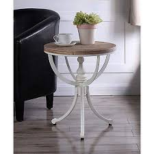 Natural Top With White Metal Base Accent Table Kirklands Metal Accent Table Accent Table End Tables