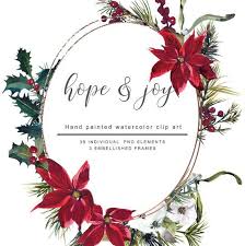 Watercolor Poinsettia Christmas Frame Clipart Floral Holy Etsy In 2020 Christmas Frame Clipart Christmas Frames Clip Art