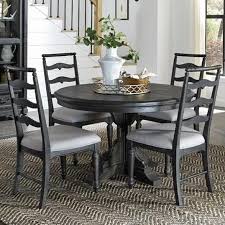 Bedford Corners Round Dining Table With 4 Side Chairs By Magnussen Home At Beck S Fur Farmhouse Round Dining Table Dining Table Chairs Black Round Dining Table