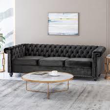 Antique 19th c napoleonic brown velvet tufted sofa fully red. Buy Noble House Conrado Tufted Chesterfield Velvet 3 Seater Sofa Black And Dark Brown Online In Taiwan 268571289