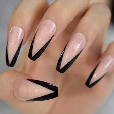 Ballerina False Nails Nude Large V Shape Extra Long Coffin French Nail Art Tips Predesigned Black Glossy Manicure Tips 24 False Nails Aliexpress So, here we are showing you how extremely well it collaborates with both short and longs nails. ballerina false nails nude large v shape extra long coffin french nail art tips predesigned black glossy manicure tips 24