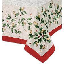 Lenox Christmas Tablecloth Golden Holly Table Cloth Holiday Tablecloths Christmas Table Cloth
