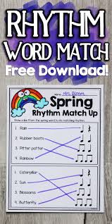 Rhythm Worksheets Rhythm Word Match Rhythm Worksheets Free Rhythm Worksheets Spring Music Lessons