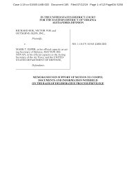 IN THE UNITED STATES DISTRICT COURT FOR THE EASTERN DISTRICT OF VIRGINIA  ALEXANDRIA DIVISION RICHARD ROE, VICTOR VOE and OUTSER