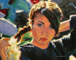 ORIGINAL OIL PAINTING, PORTRAIT OF PRETTY YOUNG WOMAN, Listed Artist NR!