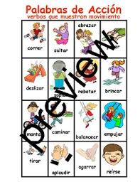 tc teachers college action words chart spanish version