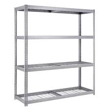 Edsal 84 In H X 72 In W X 24 In D 4 Shelf Steel Commercial Shelving Unit In Silver Rltb7284w4 The Home Depot Commercial Shelving Steel Shelving Shelving Unit