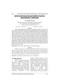 Pdf Mitos Dan Nilai Dalam Cerita Rakyat Masyarakat Lampung