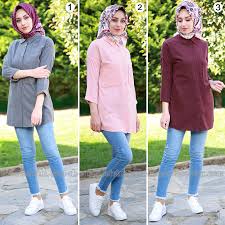 Tunik Gomlek Iri Cepli Tesettur Tunik 49 90 Tl Tarz Moda Moda Tunik